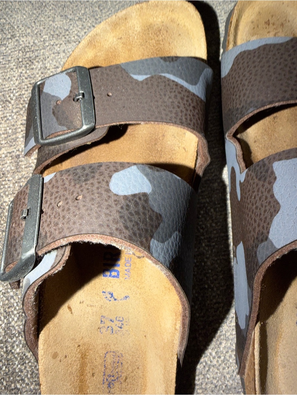 Birkenstock Arizona Camo Two-Stripe Sandal in Brown and Gray - Picture 3 of 5